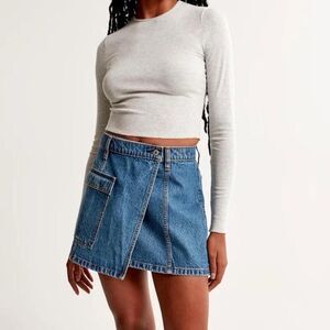 Abercrombie & Fitch High Rise Denim Mini Wrap Skirt